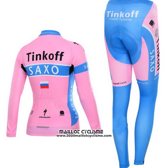 2015 Maillot Ciclismo Femme Saxo Bank Fuchsia Manches Longues et Cuissard